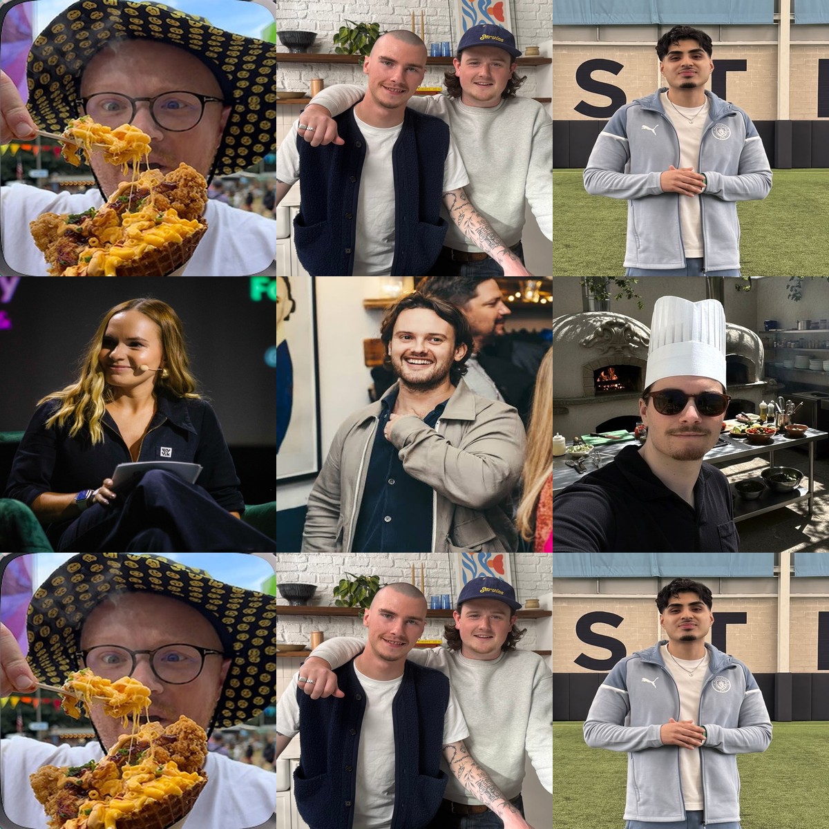 3x3 grid of CCA creators including Tod, Jim's Table, Bradley, Clare, Hungry and Foodeanie